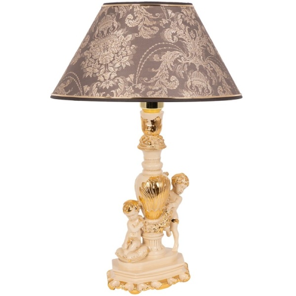 Настольная лампа Путти Айвори с абажуром №38 Голдбраун