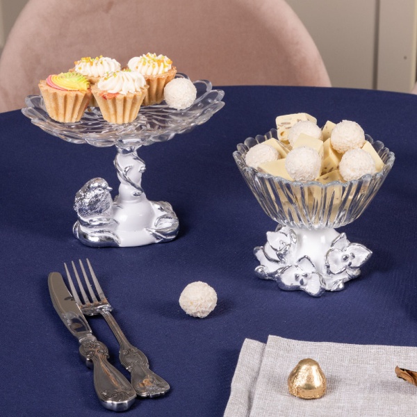 Фруктовница Орхидея Лайм Белая со стеклянной чашей Аврора Фруктовница Орхидея Лайм Белая со стеклянной чашей Аврора