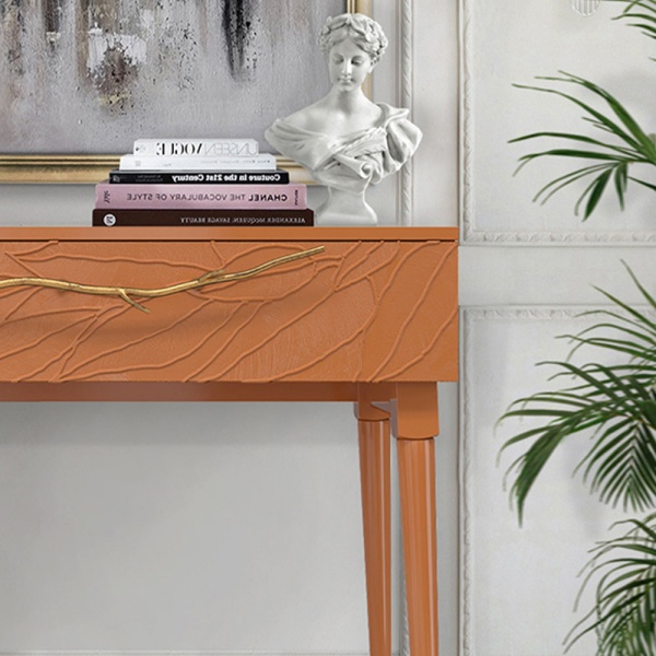 Консоль Арт Колор leaves Стайл Голд Томленый оранжевый