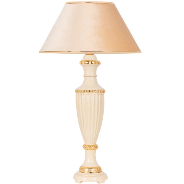 Настольная лампа Ваза Ребристая Айвори с абажуром №38 Абрикос Настольная лампа Ваза Ребристая Айвори с абажуром №38 Абрикос