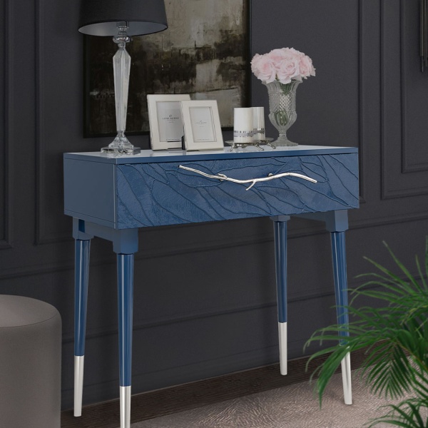 Консоль Арт Колор leaves Стайл Сильвер Королевский синий