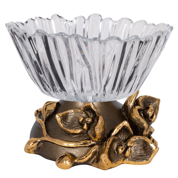 Фруктовница Орхидея Лайм Бронза со стеклянной чашей Аврора Фруктовница Орхидея Лайм Бронза со стеклянной чашей Аврора