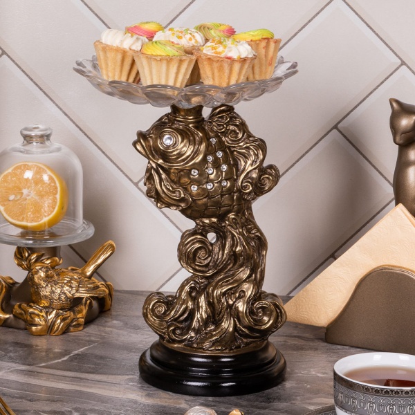 Фруктовница Заветное желание Золото с чашей из стекла Фруктовница Заветное желание Золото с чашей из стекла