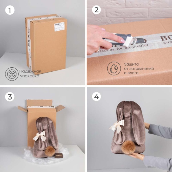 Подушка декоративная Кролик Мия Вельвет Кофе Подушка декоративная Кролик Мия Вельвет Кофе