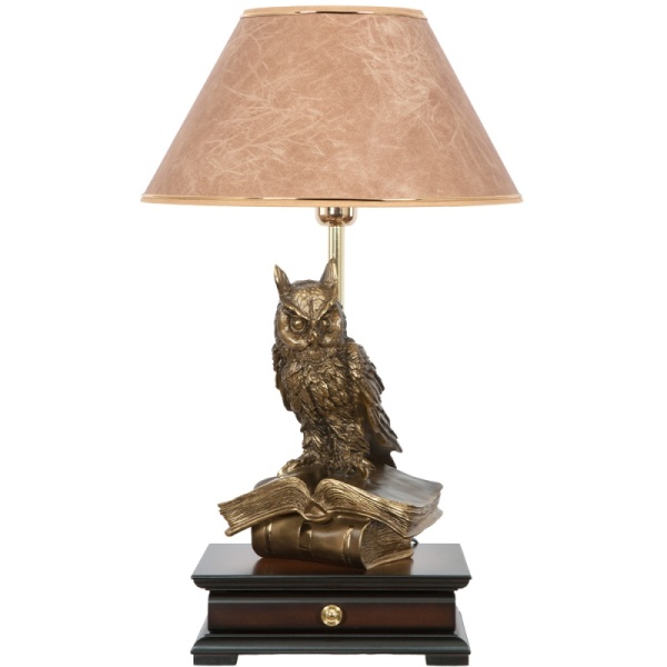 Настольная лампа с бюро Ученый Филин с абажуром №38 Кофе Настольная лампа с бюро Ученый Филин с абажуром №38 Кофе