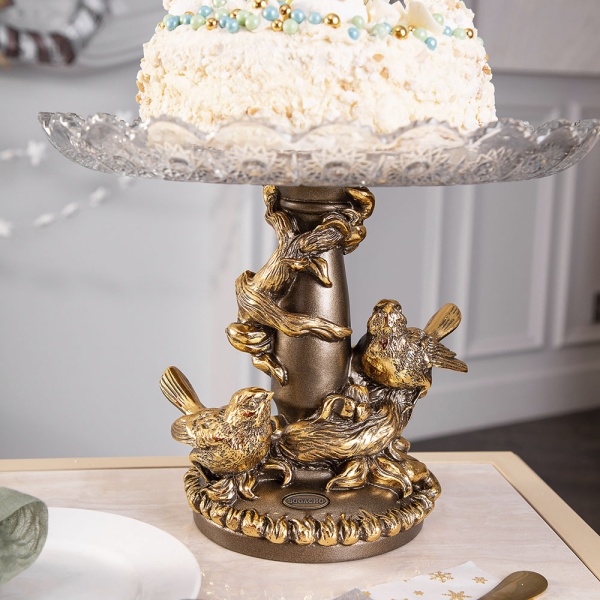 Фруктовница Мелодия любви Бронза со стеклянной чашей Фруктовница Мелодия любви Бронза со стеклянной чашей