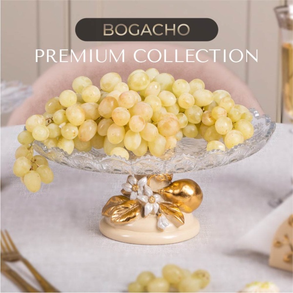 Фруктовница Лайм Дженоа Айвори со стеклянной чашей