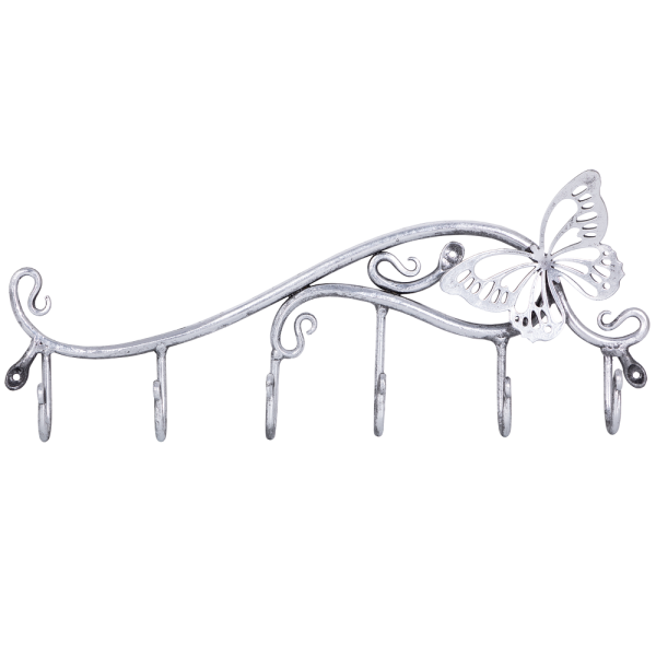 Вешалка настенная Бабочка Эир с 6-ю крючками Античное серебро Вешалка настенная Бабочка Эир с 6-ю крючками Античное серебро