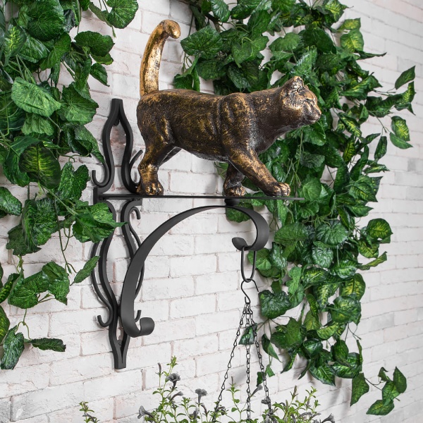 Кронштейн для цветов Кот Welcome Бронза Кронштейн для цветов Кот Welcome Бронза