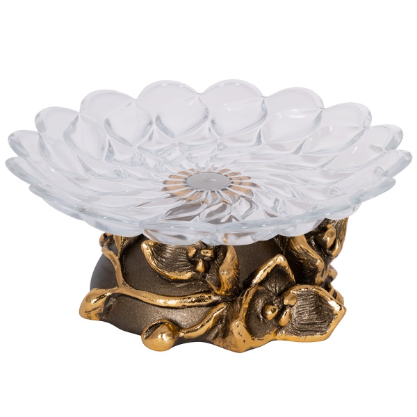 Фруктовница Орхидея Лайм Бронза с чашей из стекла Фруктовница Орхидея Лайм Бронза с чашей из стекла