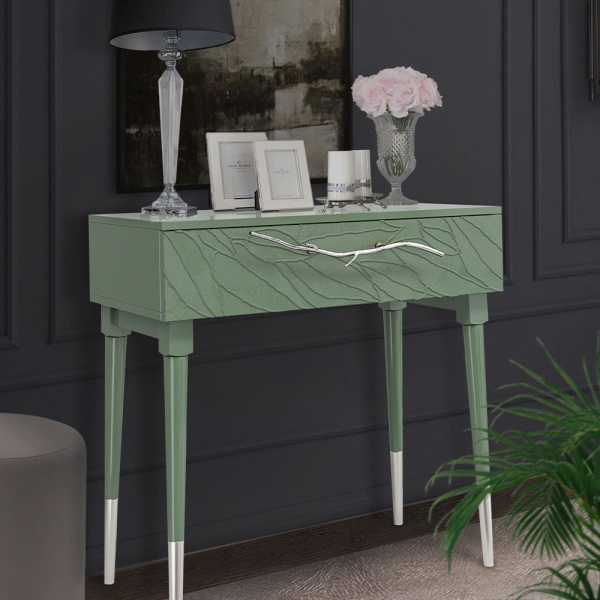 Консоль Арт Колор leaves Стайл Сильвер Зеленый нефрит
