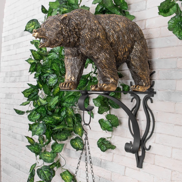Кронштейн для цветов Медведь Велес Бронза