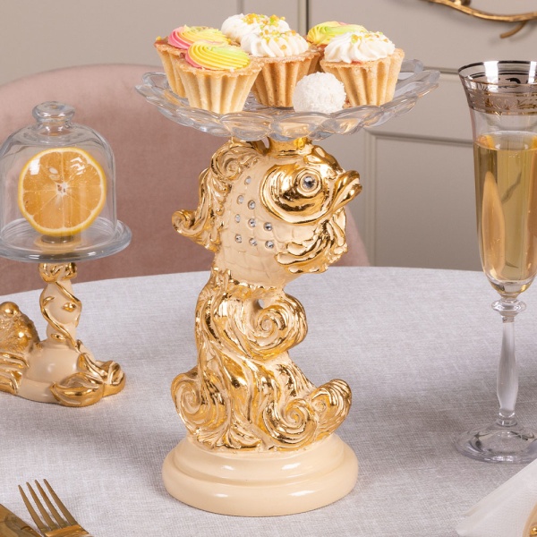 Фруктовница Заветное желание Айвори с чашей из стекла Фруктовница Заветное желание Айвори с чашей из стекла