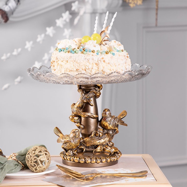 Фруктовница Мелодия любви Бронза со стеклянной чашей Фруктовница Мелодия любви Бронза со стеклянной чашей