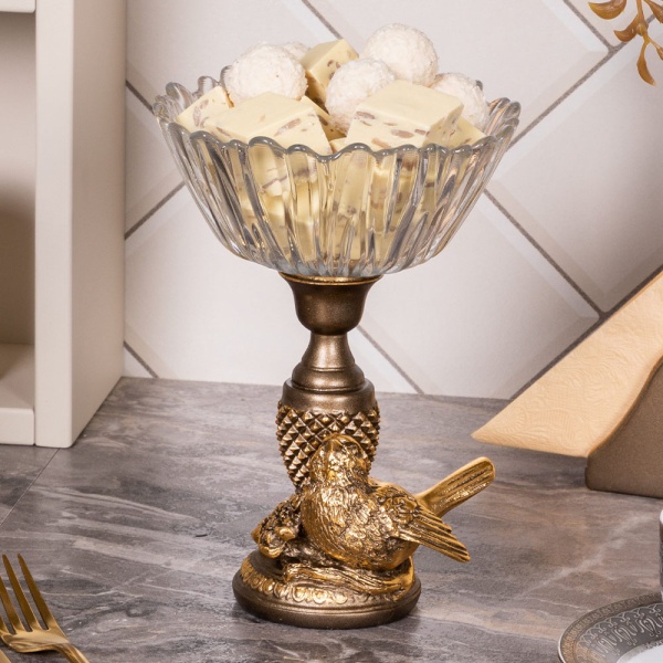 Фруктовница Терра Сонг Бронза с чашей из стекла Фруктовница Терра Сонг Бронза с чашей из стекла