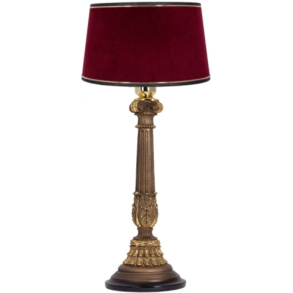 Настольная лампа Испанская Колонна Бронза с абажуром Тюссо Конфети Рубивайн Настольная лампа Испанская Колонна Бронза с абажуром Тюссо Конфети Рубивайн