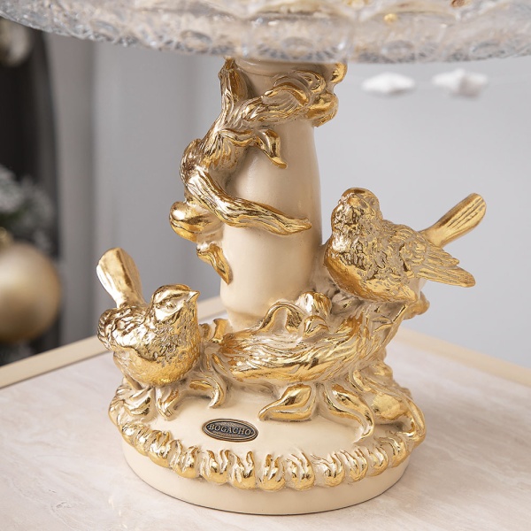 Фруктовница Мелодия любви Айвори со стеклянной чашей Фруктовница Мелодия любви Айвори со стеклянной чашей