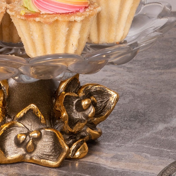 Фруктовница Орхидея Лайм Бронза с чашей из стекла Фруктовница Орхидея Лайм Бронза с чашей из стекла