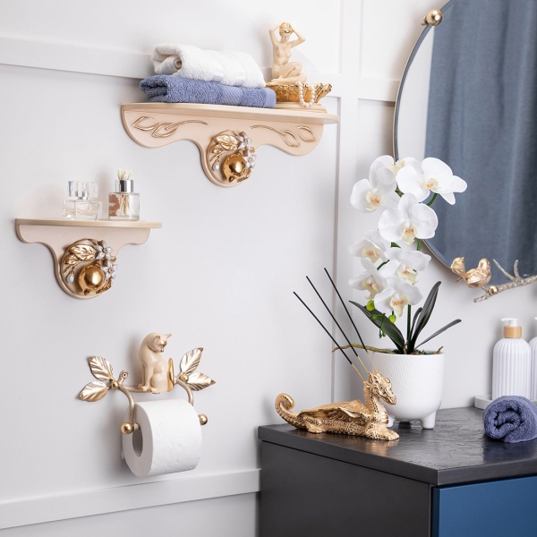 Держатель для туалетной бумаги Кот Мур Айвори Мраморное золото Держатель для туалетной бумаги Кот Мур Айвори Мраморное золото