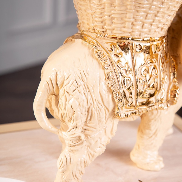 Фруктовница Слон Джайпурарт Айвори со стеклянной чашей Фруктовница Слон Джайпурарт Айвори со стеклянной чашей