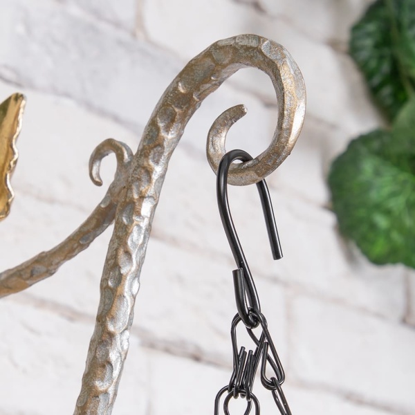 Кронштейн для цветов Птичка Терра Ливз Айвори Мраморное золото