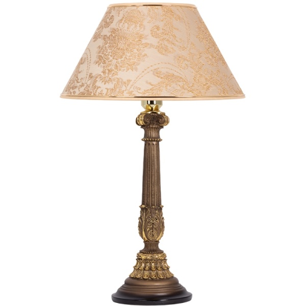 Настольная лампа Испанская Колонна Бронза с абажуром №38 Антиквайт