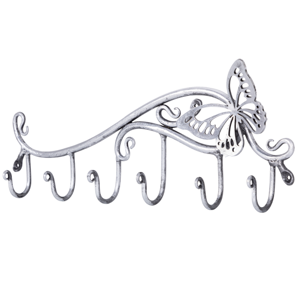 Вешалка настенная Бабочка Эир с 6-ю крючками Античное серебро Вешалка настенная Бабочка Эир с 6-ю крючками Античное серебро