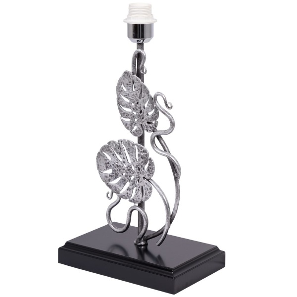 Настольная лампа Monstera Deliciosa (Монстера) Черный Античное серебро с абажуром Сити Белый Настольная лампа Monstera Deliciosa (Монстера) Черный Античное серебро с абажуром Сити Белый