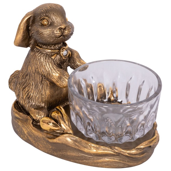 Фруктовница Кролик Эйприл Бронза с чашей из стекла Фруктовница Кролик Эйприл Бронза с чашей из стекла