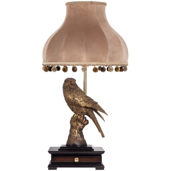 Настольная лампа с бюро Соколиная охота с абажуром Классика Капучино Настольная лампа с бюро Соколиная охота с абажуром Классика Капучино