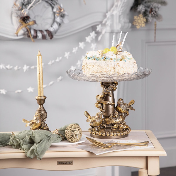 Фруктовница Мелодия любви Бронза со стеклянной чашей Фруктовница Мелодия любви Бронза со стеклянной чашей