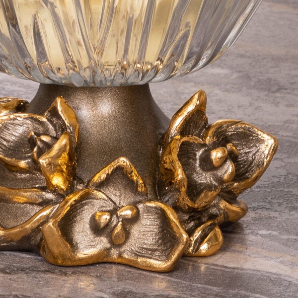 Фруктовница Орхидея Лайм Бронза со стеклянной чашей Аврора Фруктовница Орхидея Лайм Бронза со стеклянной чашей Аврора