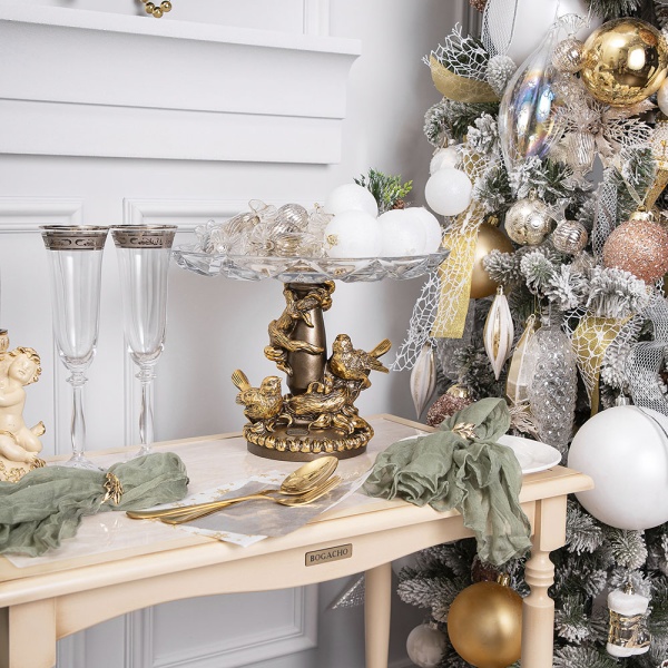 Фруктовница Мелодия любви Бронза с чашей из стекла Фруктовница Мелодия любви Бронза с чашей из стекла