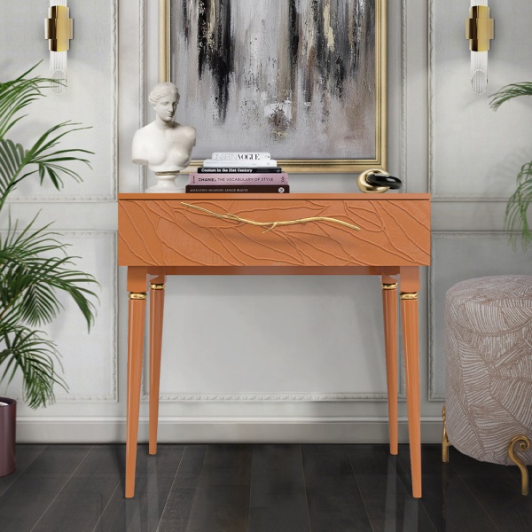 Консоль Арт Колор leaves Классик Голд Томленый оранжевый