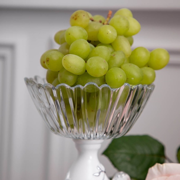 Фруктовница Мерси Белая со стеклянной чашей Аврора Фруктовница Мерси Белая со стеклянной чашей Аврора