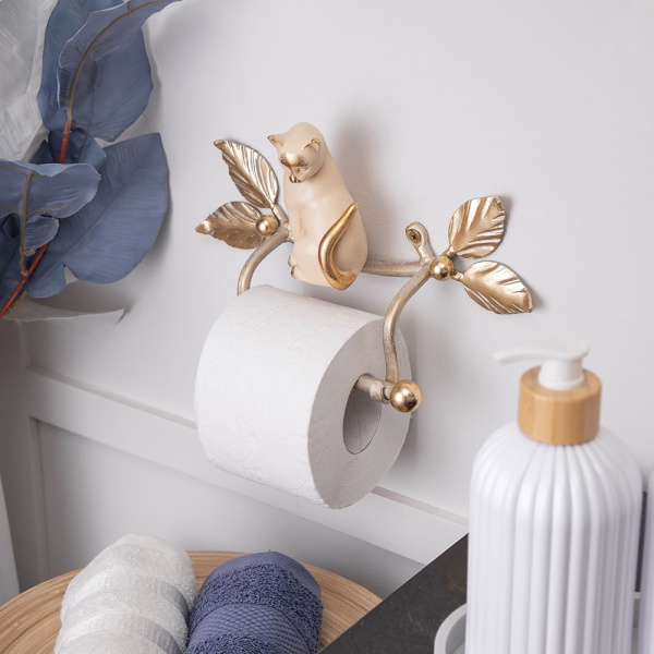 Держатель для туалетной бумаги Кот Мур Айвори Мраморное золото Держатель для туалетной бумаги Кот Мур Айвори Мраморное золото