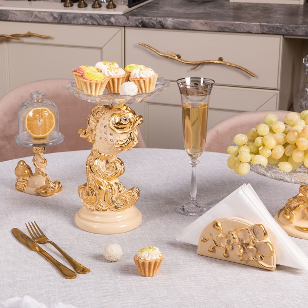 Фруктовница Заветное желание Айвори с чашей из стекла Фруктовница Заветное желание Айвори с чашей из стекла