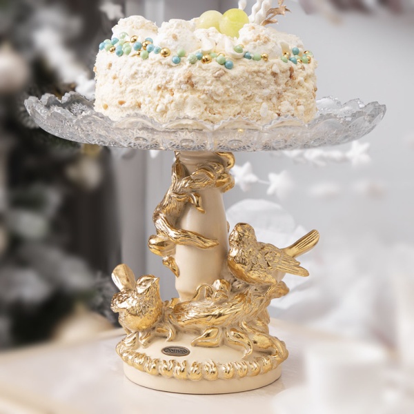 Фруктовница Мелодия любви Айвори со стеклянной чашей Фруктовница Мелодия любви Айвори со стеклянной чашей