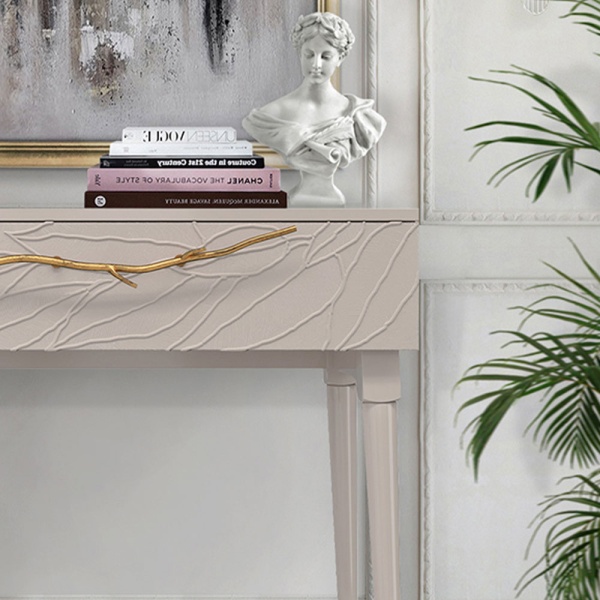 Консоль Арт Колор leaves Стайл Голд Серый агат