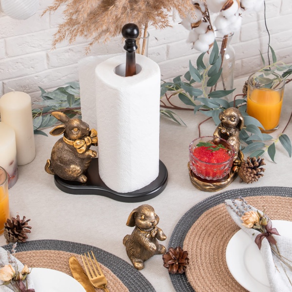 Фруктовница Кролик Эйприл Бронза с чашей из стекла Фруктовница Кролик Эйприл Бронза с чашей из стекла