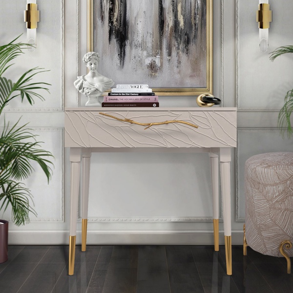 Консоль Арт Колор leaves Стайл Голд Серый агат