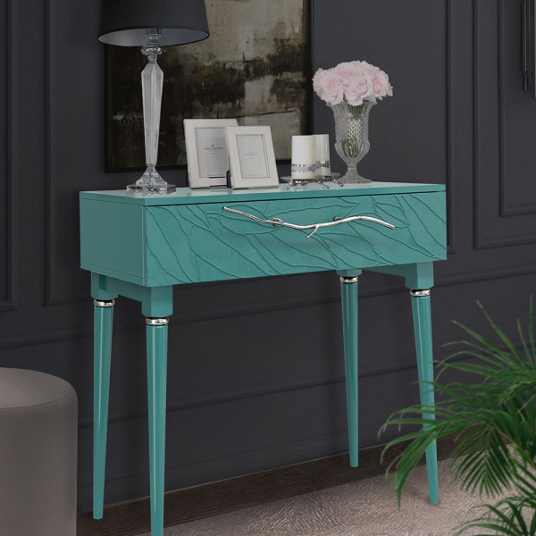 Консоль Арт Колор leaves Классик Сильвер Пастельно-синий