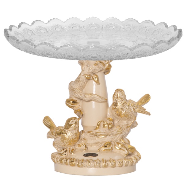 Фруктовница Мелодия любви Айвори со стеклянной чашей Фруктовница Мелодия любви Айвори со стеклянной чашей