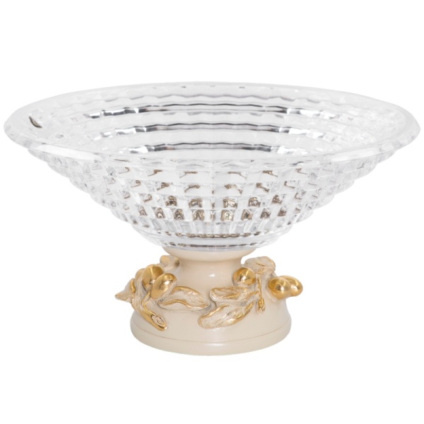Фруктовница Oliva Branch (Олива Бранч) Айвори с чашей из стекла Кристалл Фруктовница Oliva Branch (Олива Бранч) Айвори с чашей из стекла Кристалл