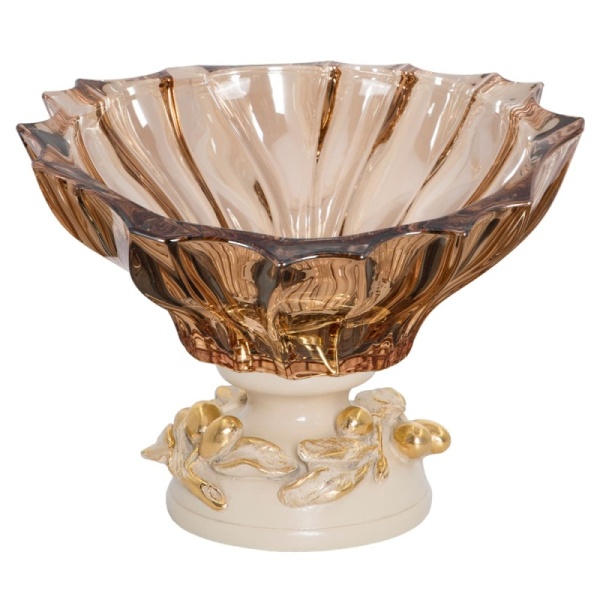 Фруктовница Oliva Branch Айвори Голд с чашей из стекла