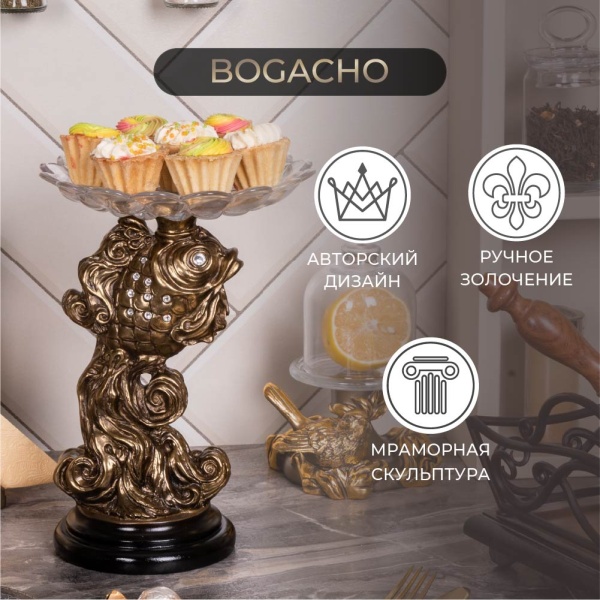 Фруктовница Заветное желание Золото с чашей из стекла Фруктовница Заветное желание Золото с чашей из стекла