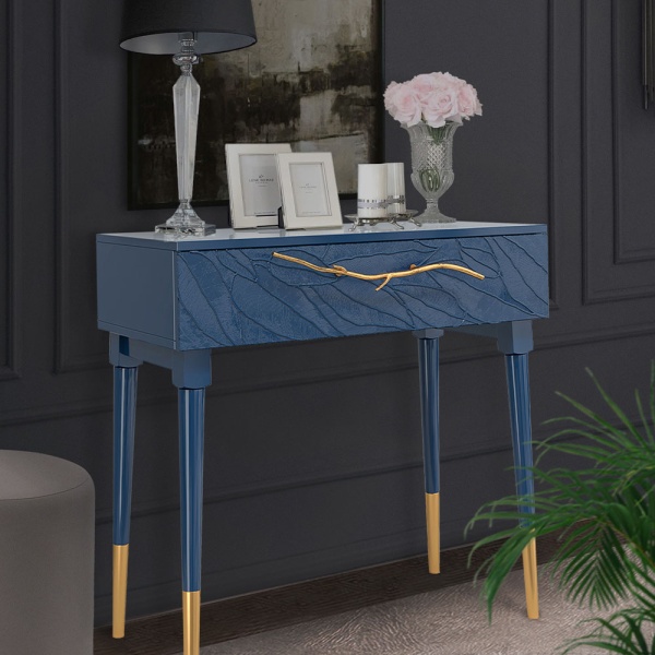 Консоль Арт Колор leaves Стайл Голд Королевский синий