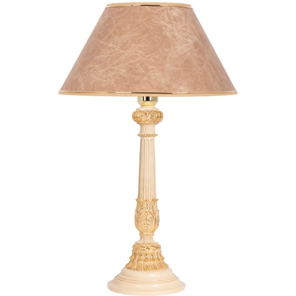 Настольная лампа Испанская Колонна Айвори с абажуром №38 Кофе Настольная лампа Испанская Колонна Айвори с абажуром №38 Кофе
