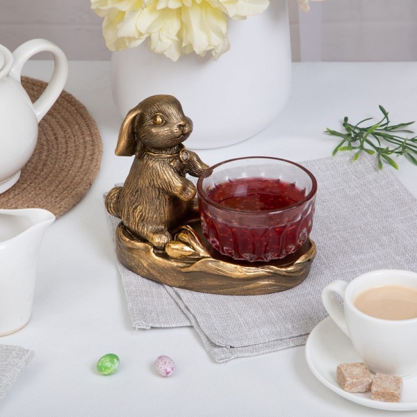 Фруктовница Кролик Эйприл Бронза с чашей из стекла Фруктовница Кролик Эйприл Бронза с чашей из стекла