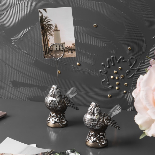 Статуэтка Птичка Терра с держателем Античное серебро Статуэтка Птичка Терра с держателем Античное серебро